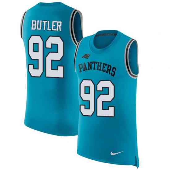 Nike Panthers #92 Vernon Butler Blue Alternate Mens Stitched NFL Limited Rush Tank Top Jersey